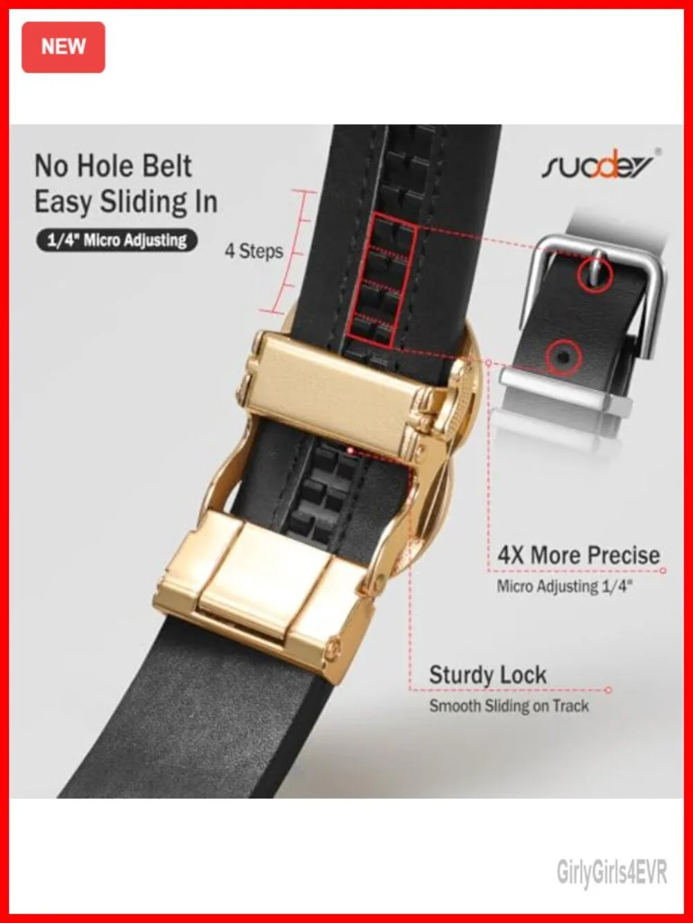 Women's Adjustable Ratchet Belt Faux Leather No Holes Slide Buckle Dress Pants